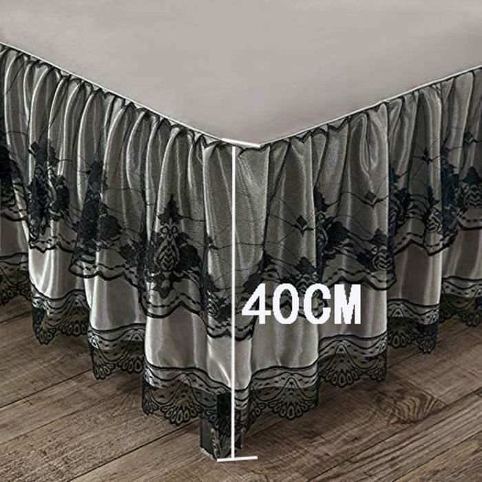 Cache sommier en polyester et coton WWQQ Housse Lit Jupe 150x200 180x200 Rose Synthetique Cdiscount Maison