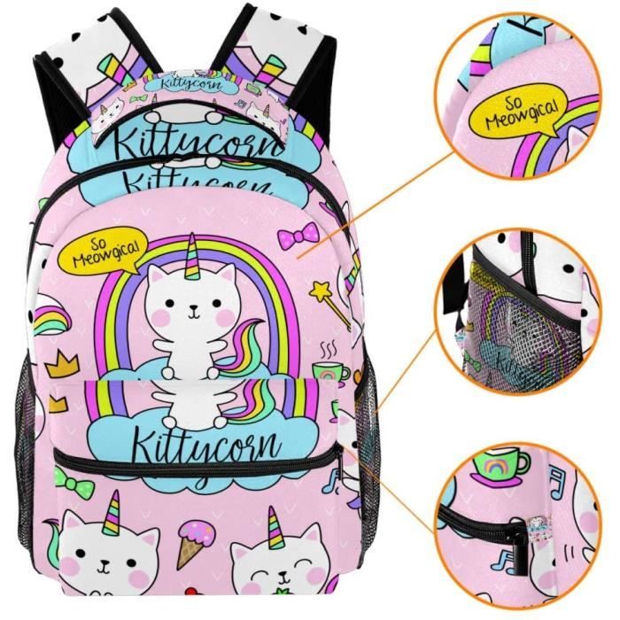 Sac Dos Scolaire Licorne Chat Loisirs Sac Dos Adolescent