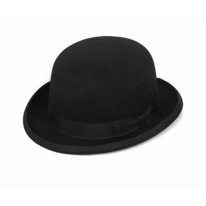 Casquette,chapeau en laine à bord roulé pour homme, chapeau de luxe en  feutre, avec ceinture - Type Black-L 59CM - Cdiscount Prêt-à-Porter