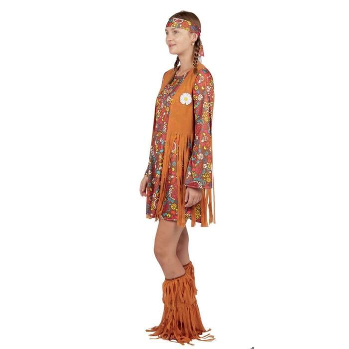 Joellfuner Deguisement Hippie Femme, Tenue Annee 70, Costume Hippie Étro, Gilet Hippie Femme, Hippie Gilet à Franges Pantalon Évasé pour la Fête Costumée Disponible, Carnaval (Rose, M
