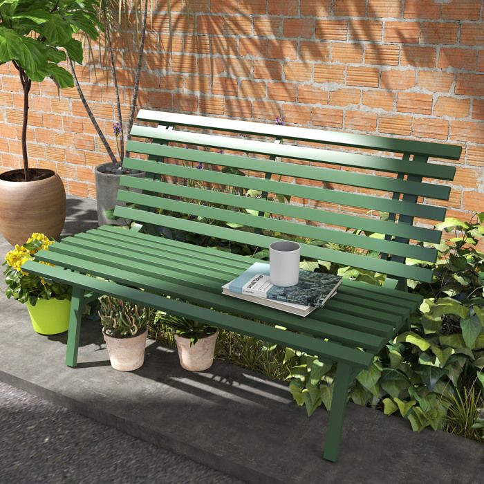 Outsunny Banc De Jardin 2 Places Fer Forgé Style Néo-Rétro - 128 Cm Noir - Charge 240 Kg