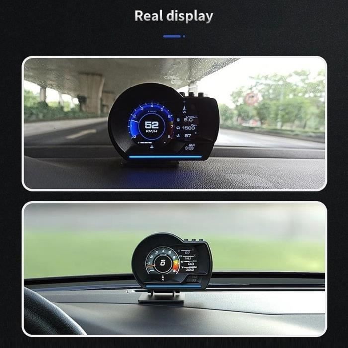 Affichage Tête Haute (HUD) Pour Voiture - Écran 6.2", Double Système OBD2/GPS - Vitesse, RPM, Alertes