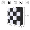 16 Cubes Armoire Portable DIY, Penderie avec Portes, 3Tige Suspendue, Construction Solide pour Vêtements, Noir et Blanc-2