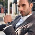 SHARPHY Montre Chronographe Homme marque de Luxe 2021 bracelet Acier inoxydable date etanche quartz noir-2
