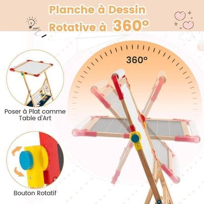 GOPLUS 3 en 1 Chevalet pour Enfants en Bois de Pin, Tableau Blanc
