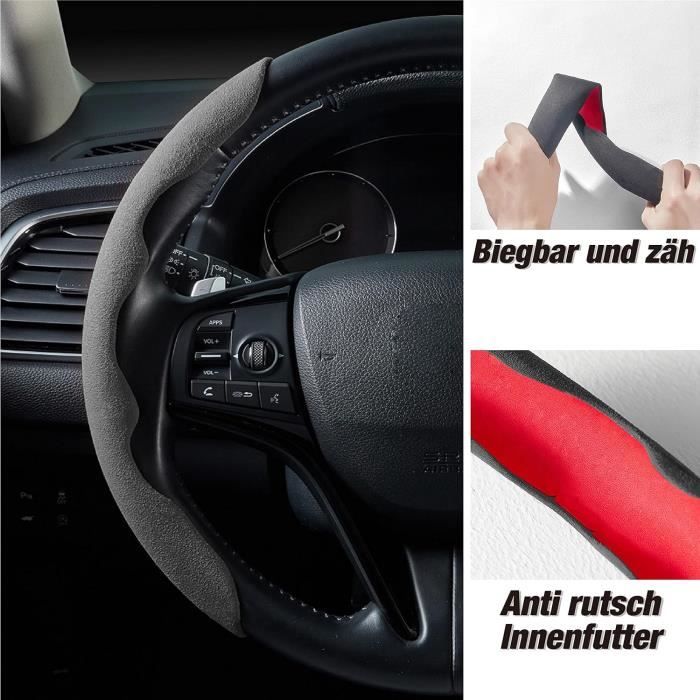 Housse Volant Cuir Universelle 38cm - Protection Antidérapante Noir Pour Voiture