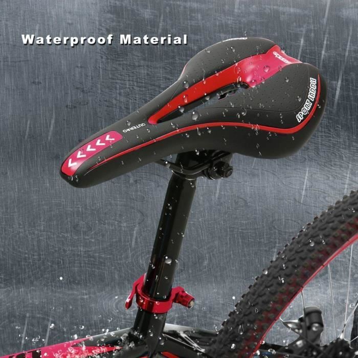 Selle Vélo Gel Confort Noir Et Rouge – VTT, Route, Randonnée – Universelle