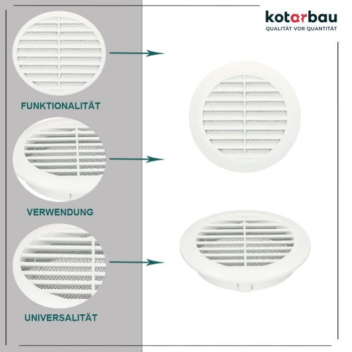 KOTARBAU Grille de ventilation 100 mm Ronde Anthracite à Lamelles Raccord  de Tuyau en Plastique