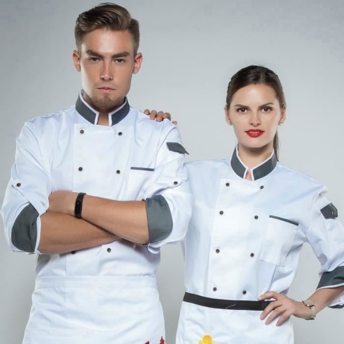 veste chef de cuisine rouge homme avec logo