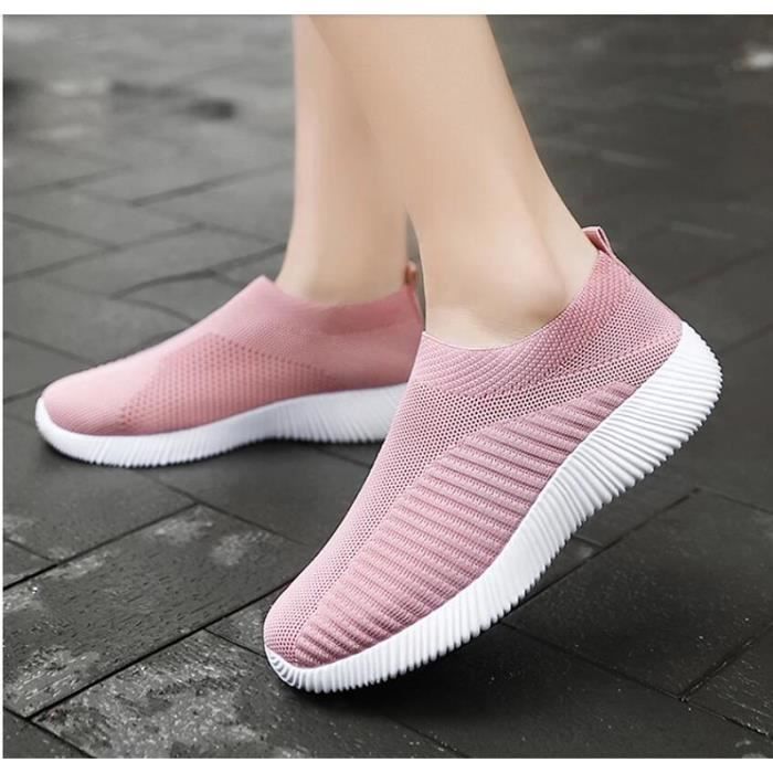 Baskets vulcanisées pour femmes ECELEN Rose Textile Plat