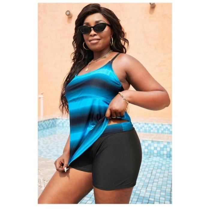 Maillot de Bain Femme 2 Pièces Shorty Tankini Dos Nu à Bretelle Grande  Taille Push Up Bikini Rayures Rembourré cool - Bleu ZP Bleu - Cdiscount  Prêt-à-Porter