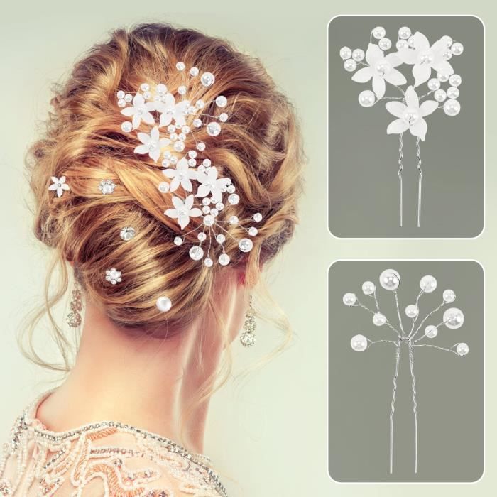 12pcs Épingles à Cheveux de Mariage, Accessoire Cheveux Mariage en