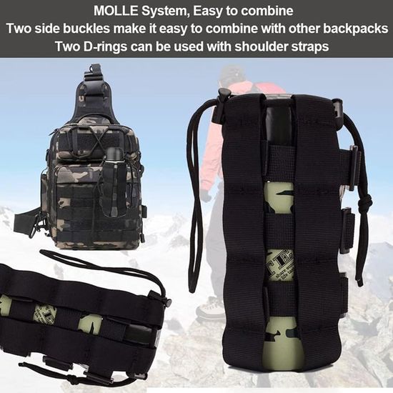 Poche à Eau Tactique Molle - Sac Pour Bouteille D'eau 1000ml, Système MOLLE | Pour Randonnée, Camping, Cyclisme