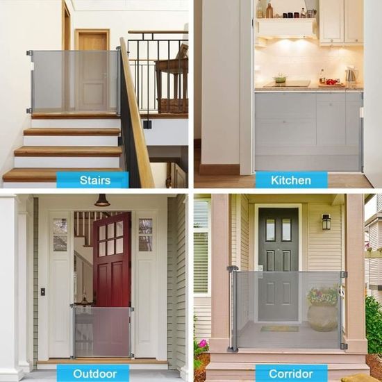 Barrière De Sécurité Rétractable Escalier Pour Bébés Enfant Et Chiens, 0-150 Cm, Porte De