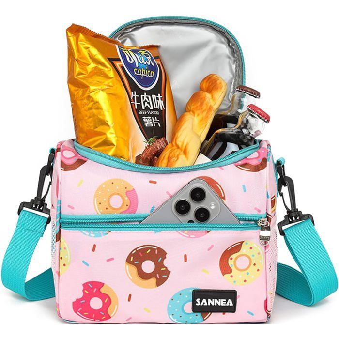 Sac Repas Isotherme SAMERIO Grande Capacité - 26x17x23 Cm - Poches Latérales - Porte Main Ou Bandoulière - Pour Travail, Pique-nique, Voyage