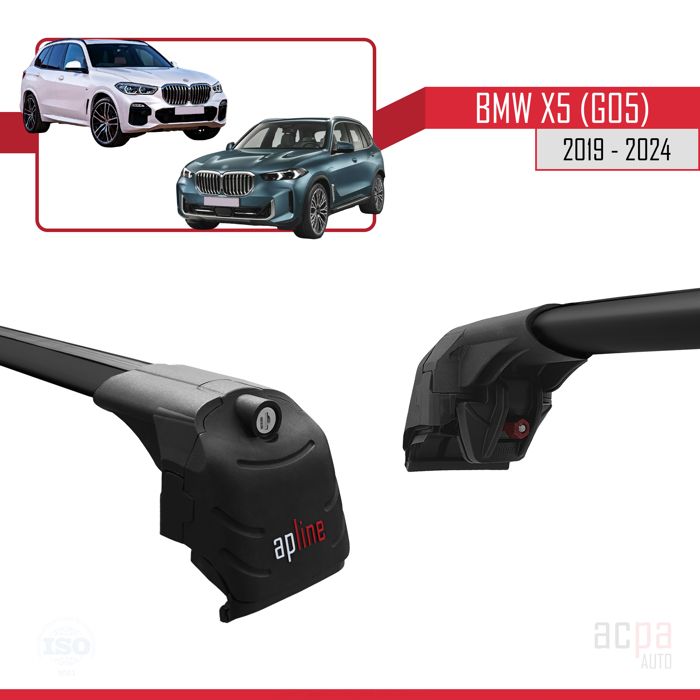 Barres De Toit Aluminium Pour BMW X5 (E70) 2007-2013 - Modèle Fly - 2 Barres Grises - Charge 75 Kg (150 Kg Stationné)