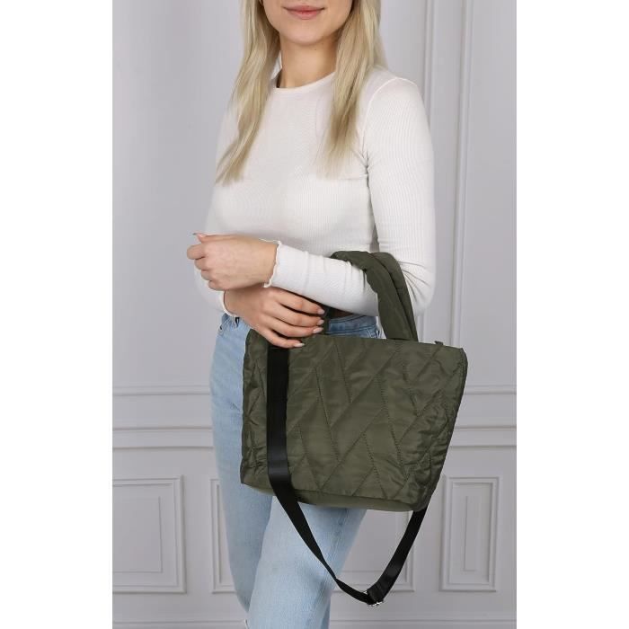 Sac Main Zipp Kaki Matelass Petit Sac Bandouli re Femme u3625