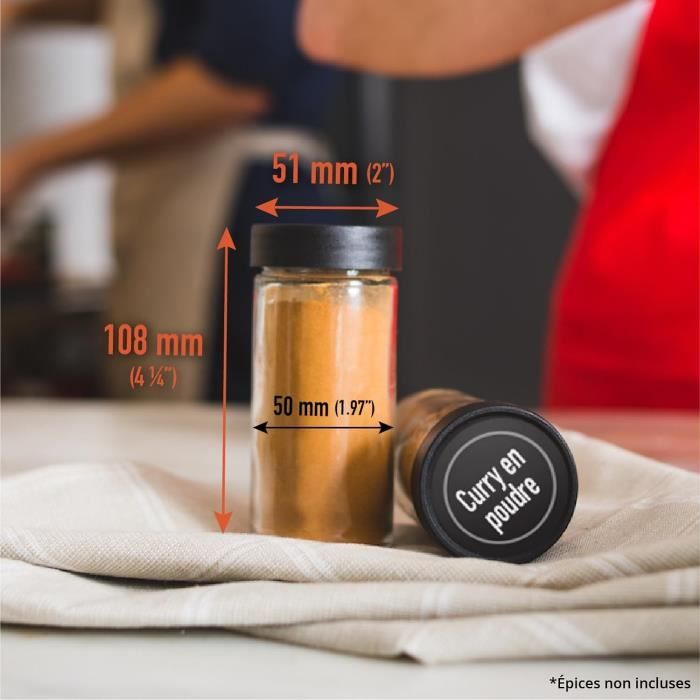 OHHLIHOME Lot De 24 Pots à épices En Verre Avec Couvercles