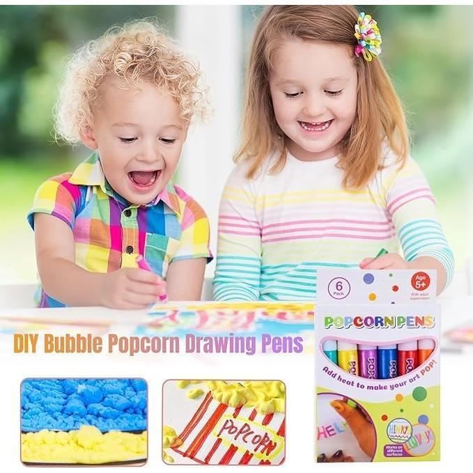 Kit Peinture Magique 3D Mousse – Papier Texturé Gonflant à L'Eau, 10 Feuilles + Marqueurs, Effet Bulle Magique
