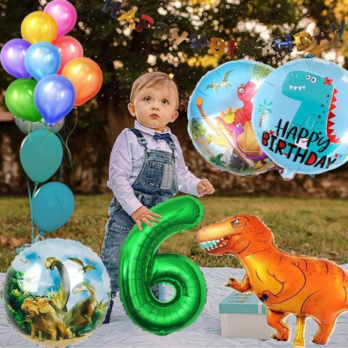 Kit Vaisselle Anniversaire Dinosaure - Ballons Nappe Bannières Assiettes Décoration Fête Enfants