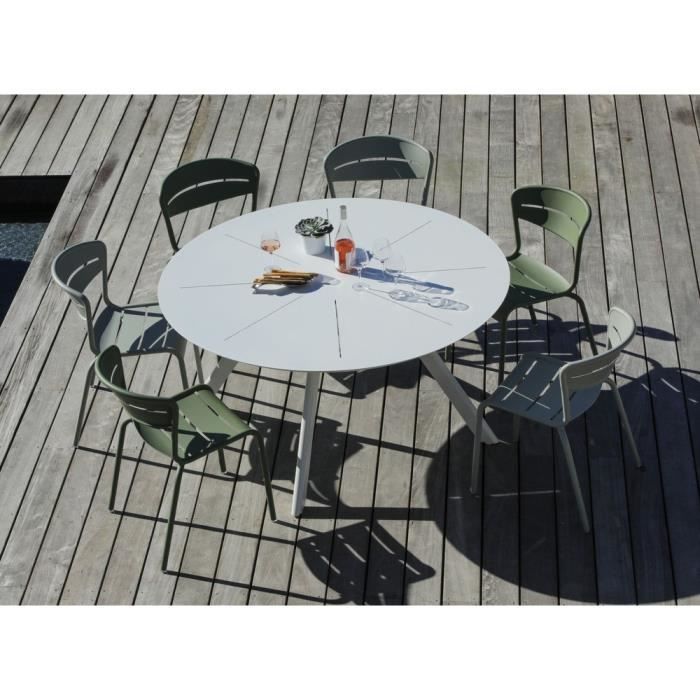 Table De Jardin Ronde Seven En Aluminium – Diamètre 150 Cm, Couleur Graphite – Mobilier D'extérieur Durable Et Stylé – Pour Repas En Terrasse Ou Jardin