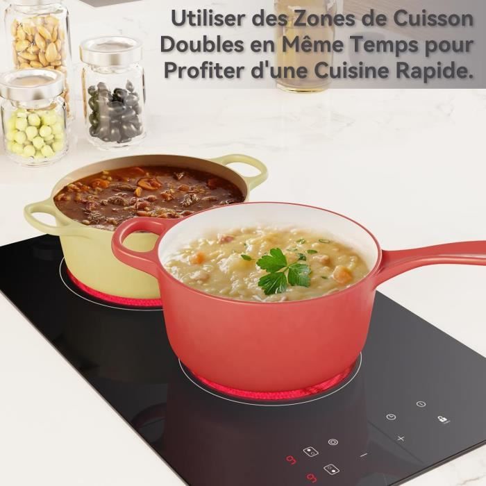 Plaque Vitrocéramique 2 Feux FIREGAS - 3400W Encastrable, 9 Niveaux, Minuterie