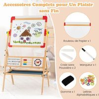 GOPLUS Chevalet Double Face Enfant – Tableau Noir/Blanc Magnétique – Rouleau Papier 5 M – Hauteur Réglable 106-126 Cm – Cadeau 3 Ans+