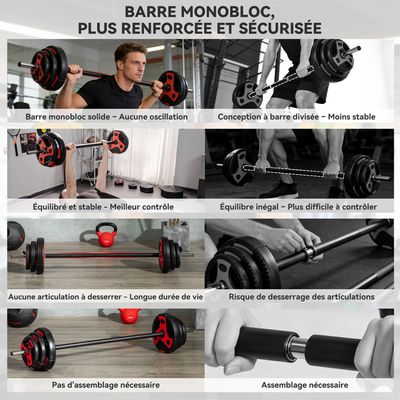 2 barres d'haltères musculation - Sport & Plein air