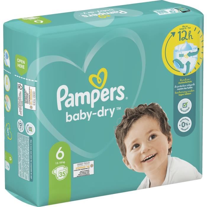 Couche Pampers Baby-Dry Taille 6 - 35 couches - Blanc - Moyen format -  Cdiscount Puériculture & Eveil bébé