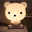 CITTATREND Veilleuse Lampe de Nuit Chevet Table Lumière Douce Blanc Chaud Déco Cadeau Style Ours pour Chambre Enfant Bébé-0