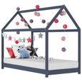 Lit enfant cabane - OVONNI - Styl Cadre de lit d'enfant Gris Bois massif - 70x140 cm-0