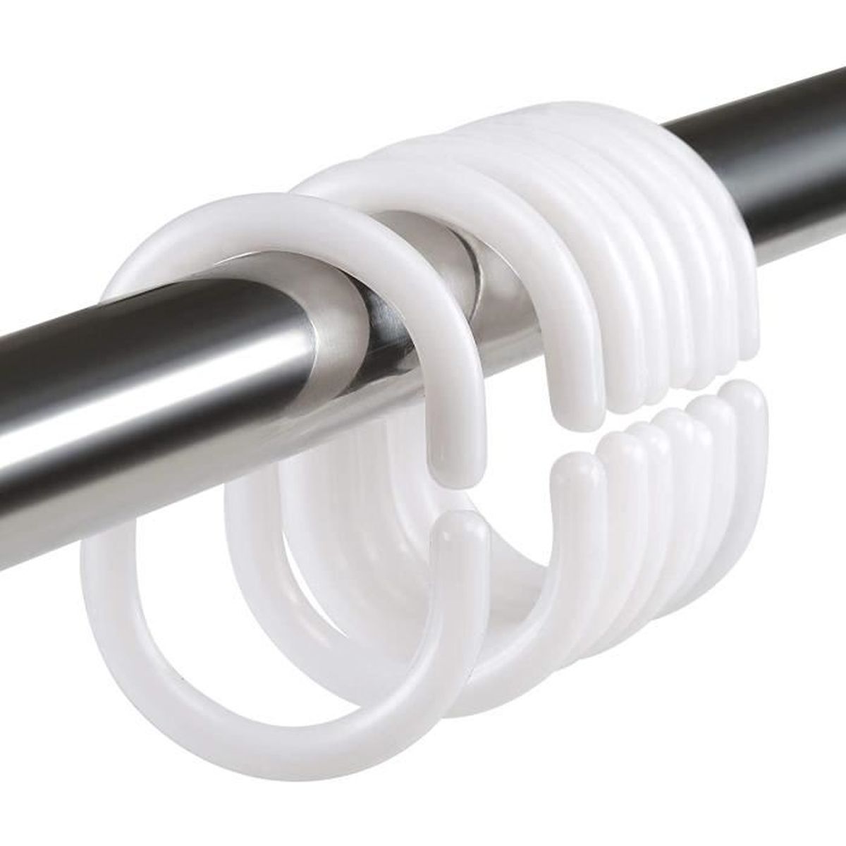 Kit Corde Blanche Avec Anneaux Pour Rideaux - 50 Mètres De Corde Plastique - Accessoire Pour Tringles Et Stores Romans