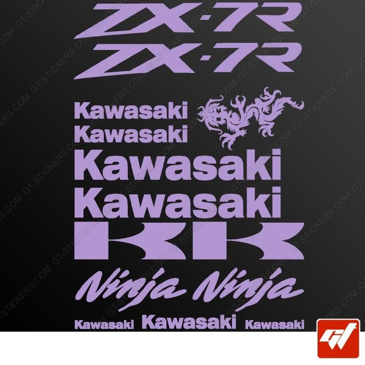 Stickers KAWASAKI ER6N LAVANDE Planche de 14 Stickers , adhésifs
