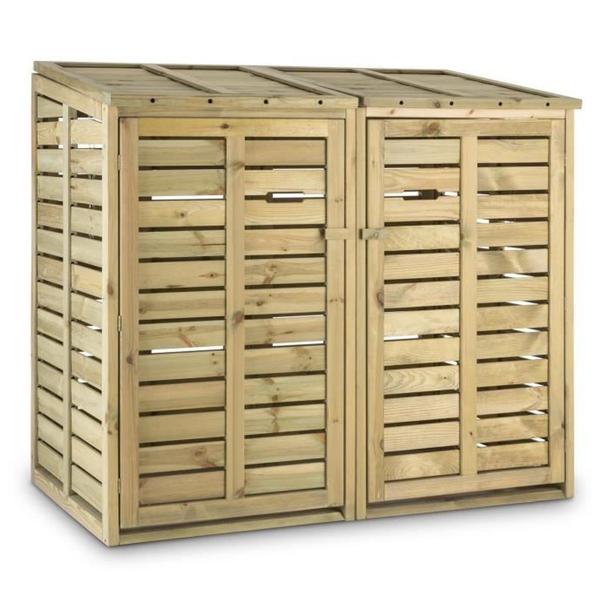 Abri pour poubelle double Gris 140x80x117 cm Résine tressée - SALALIS - DP57328 - Jardin