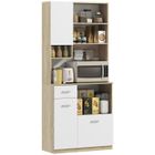 Armoire de cuisine haute - HOMCOM - meuble de rangement moderne - blanc et aspect bois