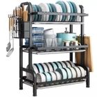 CALDIO - CALDION Égouttoir à Vaisselle, Egouttoir à 3 Niveaux avec bac D'égouttage, Egouttoir à Vaisselle Amovible en Acier Inoxydable (61x24x42cm)