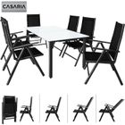 CASARIA Salon de jardin aluminium Bern 6+1 anthracite chaise pliante dossier haut 8 positions terrasse balcon ensemble table et chaises
