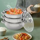 OUKANING Cuiseur à vapeur en acier inoxydable à 3 niveaux Couvercle en verre