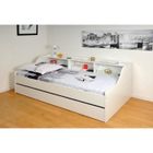 Lit enfant PALMA - WEBER INDUSTRIES - Contemporain - Mélaminé blanc - Avec tiroir lit et étagères intégrés