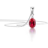 Collier avec Pendentif - Orovi - Rubis rouge ovale - Or Blanc 9 Carat - Diamant 0.02 Ct