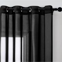 Lot de 2 Voilages à Oeillets - Rideaux Transparents en Polyester (140x240cm) - noir