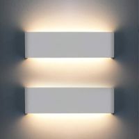AuTech® 2 Pcs Applique Murale Interieur 12W 2800K Blanc Chaud 220V Lampe Murale Moderne Aluminium Decoration 30 CM, Blanc