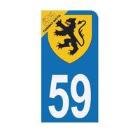 Autocollant Sticker Plaque d'immatriculation Moto 59 Blason des Flandres