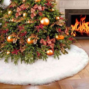 120 cm Blanc en Fausse Fourrure en Peluche Jupe pour la Base de larbre de No/ël Couvre la Couverture de Nouvel an Partie Maison d/écoration Naler Jupe darbre de No/ël