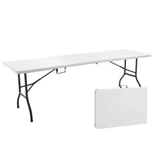 Table pliante 240cm Blanc + Housse Traiteur 7house au meilleur