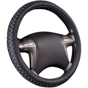 design antid/érapant berlines noir camions Car PASS Housses de volant universelles en cuir pleine fleur de bois pour SUV