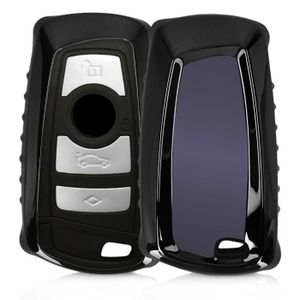 BMW 3-Bouton en Silicone Gris-Noir Coque pour Clef de Voiture /à Distance kwmobile Accessoire cl/é de Voiture pour BMW /Étui de Protection Souple Keyless Go Uniquement