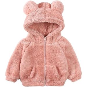 MANTEAU - CABAN Bébé garçons filles dessin animé polaire veste à capuche manteau avec oreilles chaud vêtements d'extérieur manteau Zip Up,Pink
