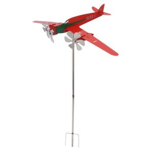 GIROUETTE - CADRAN Moulin à vent d'avion en métal 3D rouge - QQMORA - Décoration de jardin et anémomètre