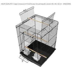 VOLIÈRE - CAGE OISEAU HAUTE QUALITÉ!!! Cage à oiseaux en fil de fer avec lucarne pour les perroquets canaris noir 40 x 40 x 58 cm - DINGXIANG